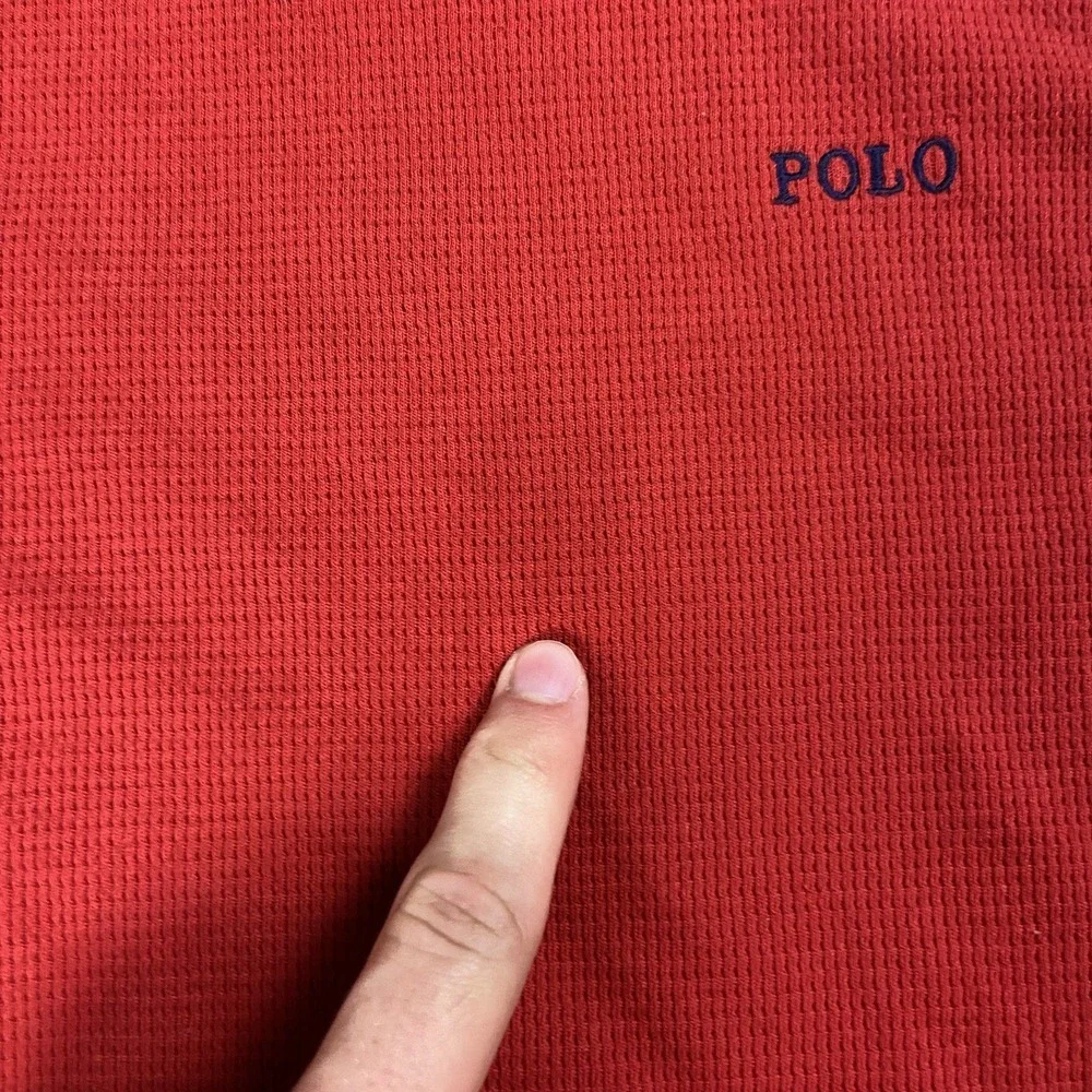 Polo Ralph Lauren Sleepwear Long Sleeve Shirt Size M Red Waffle Knit Thermal